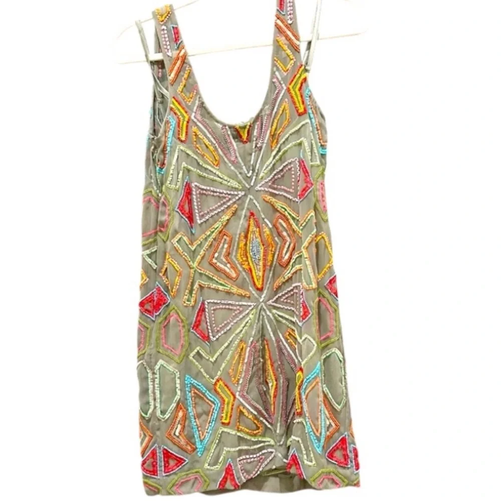 Bebe Geometric Patterned Sequined Slip Dress - Picture 4 of 15